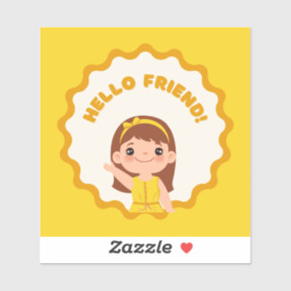 Niedlich Hello Friend Sticker - Lächeln Kinder Par