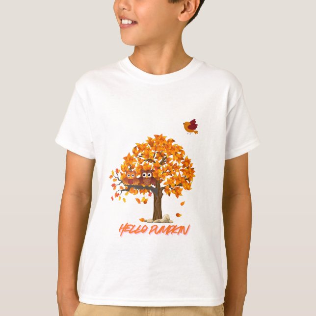 "Niedlich Hello Pumpkin Kids T - Shirt - Fall & Ha (Vorderseite)