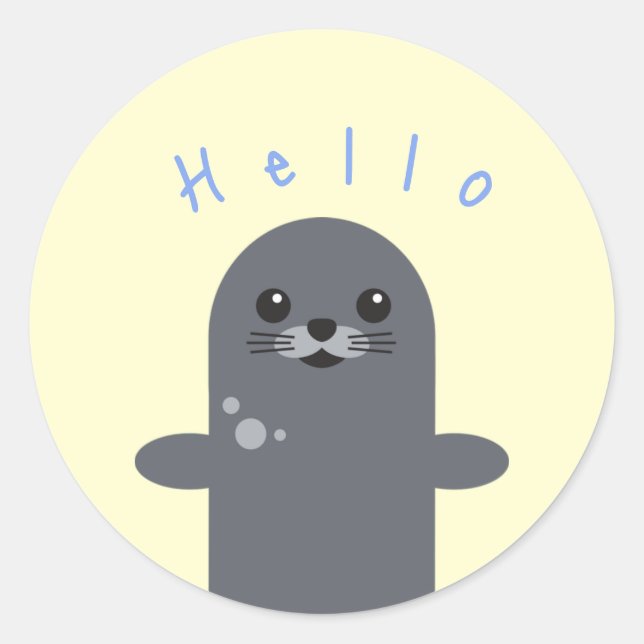 Niedlich Hello Siegel Aquatic Animal Sticker (Vorderseite)