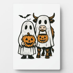 Niedlich Herbst Highland Cow Ghost Halloween 2 Fotoplatte