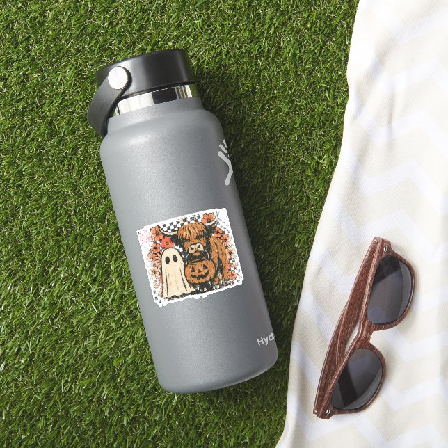 Niedlich Herbst Highland Cow Ghost Halloween Aufkleber (HydroFlask Insitu)