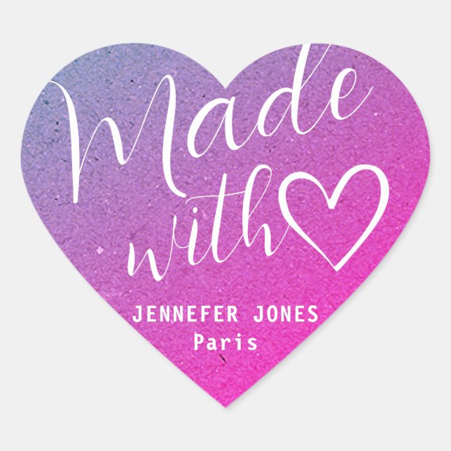 Niedlich hergestellt mit Liebe Herzkalligraphie Pi Herz-Aufkleber (Vorderseite)