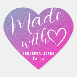 Niedlich hergestellt mit Liebe Herzkalligraphie Pi Herz-Aufkleber