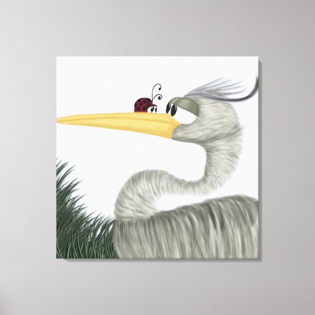 Niedlich Heron und Ladybug Leinwanddruck (Vorderseite)