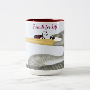 Niedlich Heron und Ladybug Zweifarbige Tasse