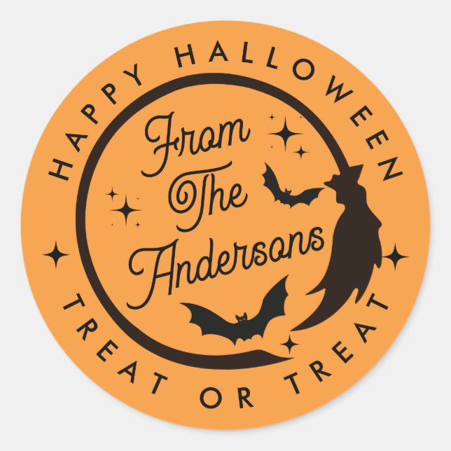 Niedlich Hexe Happy Halloween Leckerei oder Lecker Runder Aufkleber (Vorderseite)