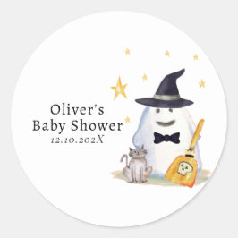 Niedlich Hexe Little Boo Ghost Boy Babydusche Runder Aufkleber