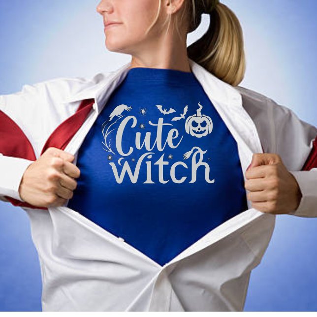 Niedlich Hexenblauer Halloween T-Shirt (Von Creator hochgeladen)