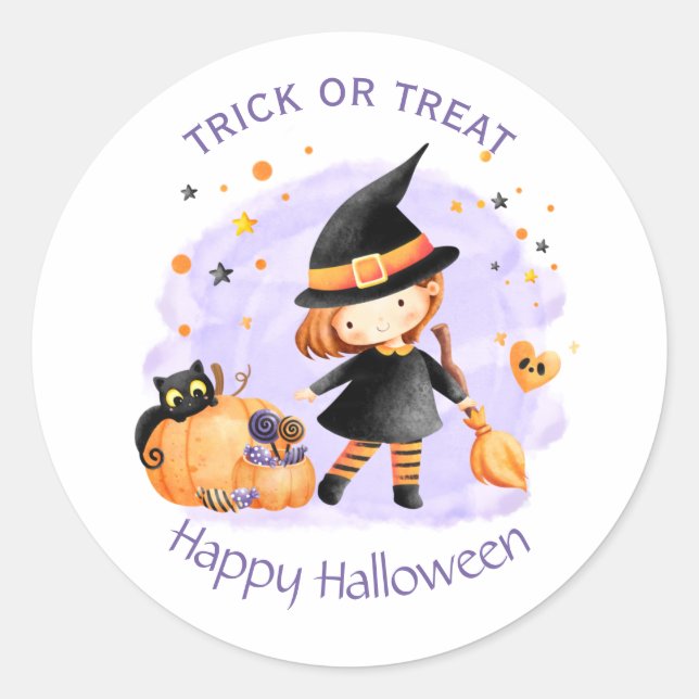 Niedlich Hexenhappy Halloween Stickers (Vorderseite)