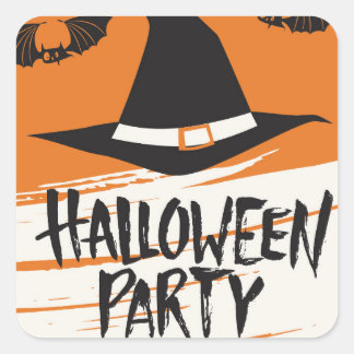 Niedlich-Hexenhut-Halloween-Party Quadratischer Aufkleber