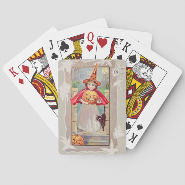 Niedlich Hexenkatze Jack O' Lantern Pumpkin Black  Spielkarten (Rückseite)