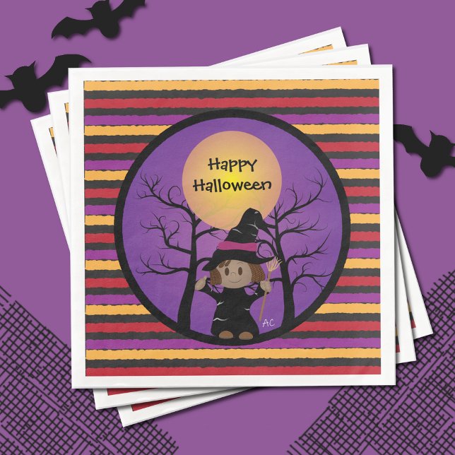 Niedlich Hexenkind Halloween-Party Paper Napkins Serviette (Von Creator hochgeladen)