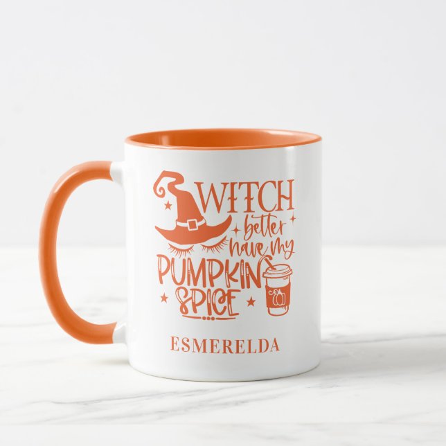 Niedlich Hexenkürbis Pumkin Personalisiert Tasse (Links)