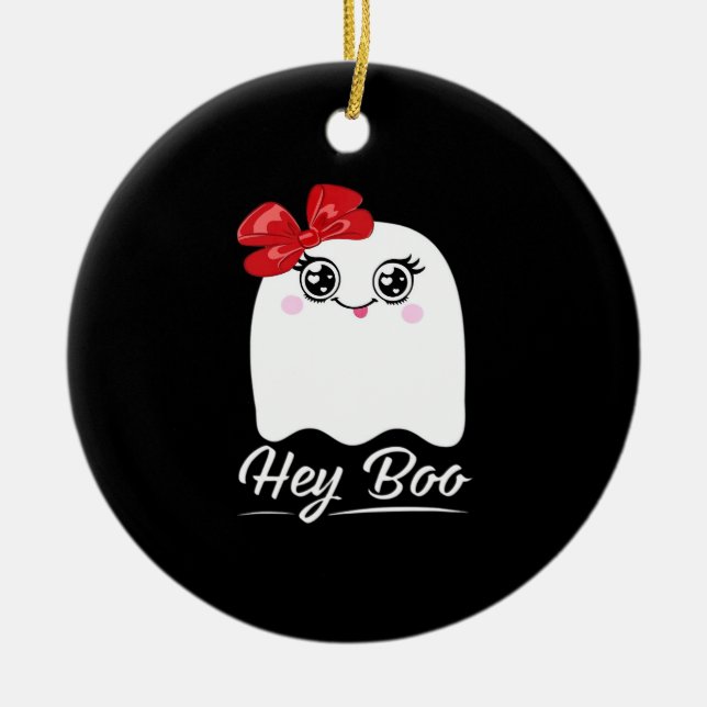 Niedlich Hey Boo Halloween Keramik Ornament (Vorne)