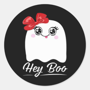 Niedlich Hey Boo Halloween Runder Aufkleber