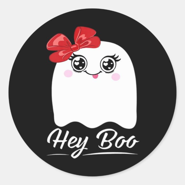 Niedlich Hey Boo Halloween Runder Aufkleber (Vorderseite)