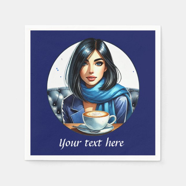 Niedlich hinzufügen Sie Ihre Textkaffeemändin Serviette (Vorderseite)