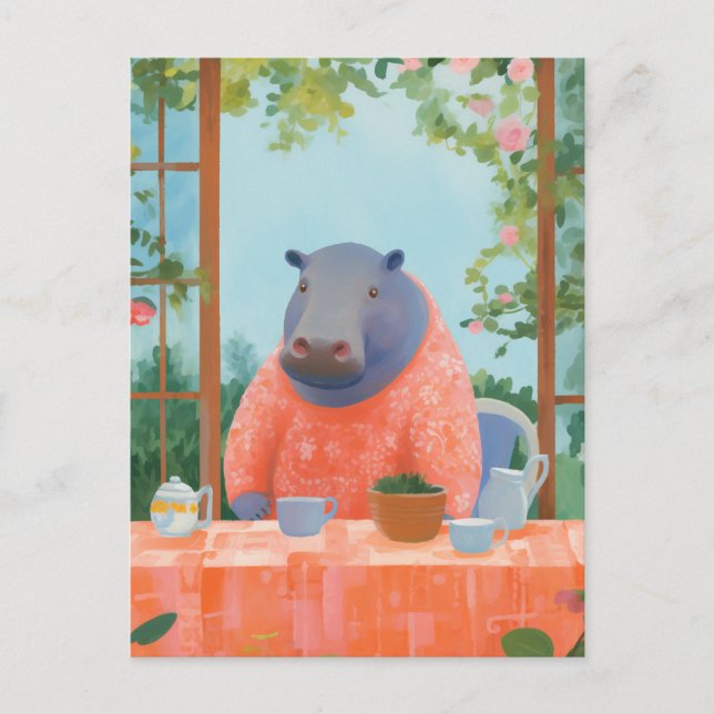 Niedlich Hippo Postkarte (Vorderseite)