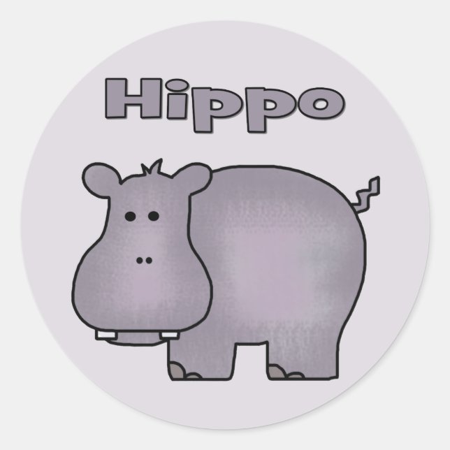 Niedlich Hippo Runder Aufkleber (Vorderseite)
