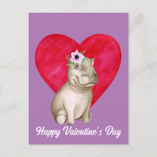 Niedlich Hippo Valentine Postkarte