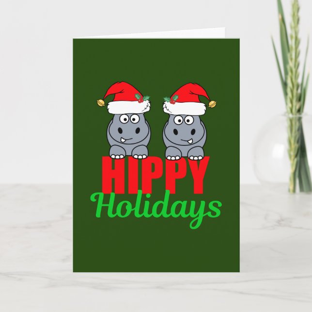 Niedlich Hippo Weihnachten Hippy Holidays (Vorderseite)