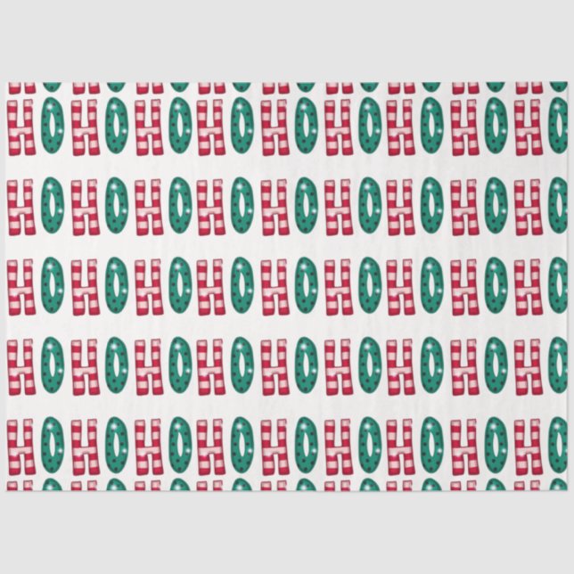 Niedlich Ho Ho Ho Bunte Weihnachten Seidenpapier (Vorderseite)