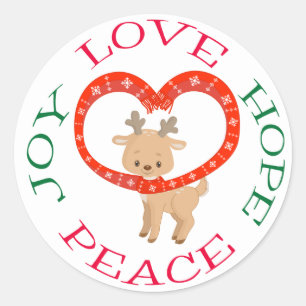 Niedlich Holiday Baby Reindeer Hope Runder Aufkleber