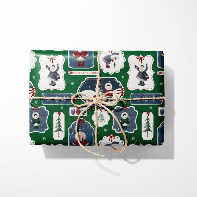 Niedlich Holiday Eskimo Tags Green Geschenkpapier (Von Creator hochgeladen)