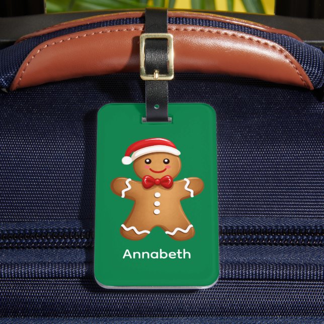 Niedlich Holiday Gingerbrot Mann Personalisiert Gepäckanhänger (Vorderseite Insitu 2)