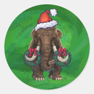 Niedlich Holiday Mastodon Classic Round Sticker