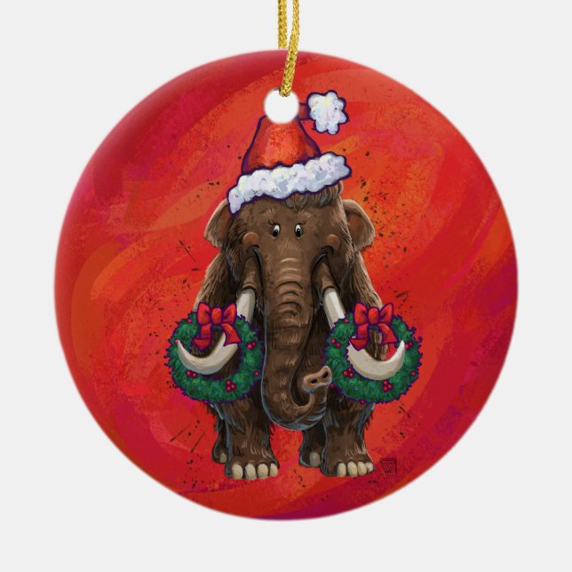 Niedlich Holiday Mastodon Keramik Ornament (Vorne)