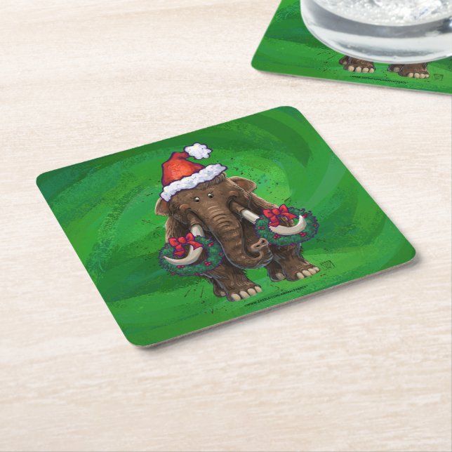 Niedlich Holiday Mastodon Square Paper Untersetzer (angewinkelt)