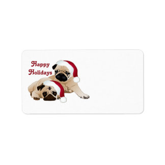 Niedlich Holiday Mops T-Shirts und Geschenke Adressaufkleber