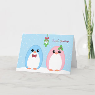 Niedlich Holiday Penguin Couple Feiertagskarte