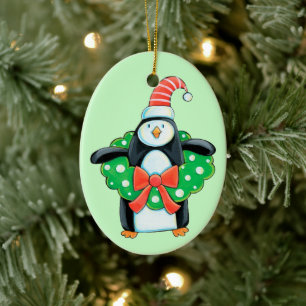 Niedlich Holiday Penguin Keramik Ornament