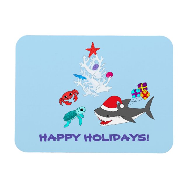 Niedlich Holiday Shark Magnet (Horizontal)