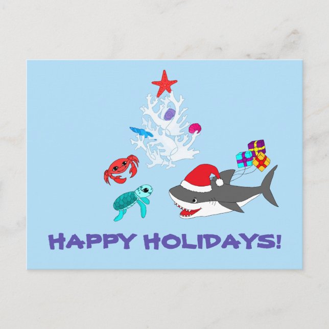 Niedlich Holiday Shark Postkarte (Vorderseite)