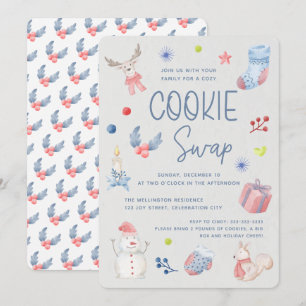 Niedlich Holiday Watercolor Weihnachtskochtausch Einladung