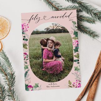 Niedlich Holly Foto Feliz Navidad Card Feiertagskarte