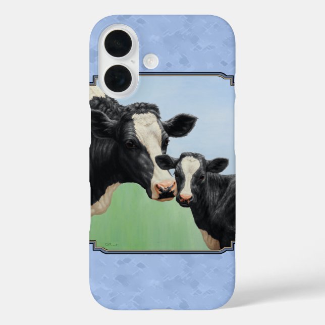Niedlich Holstein Calf & Cow Sky Blue Case-Mate iPhone Hülle (Rückseite)