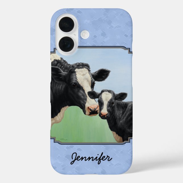 Niedlich Holstein Calf & Cow Sky Blue Case-Mate iPhone Hülle (Rückseite)