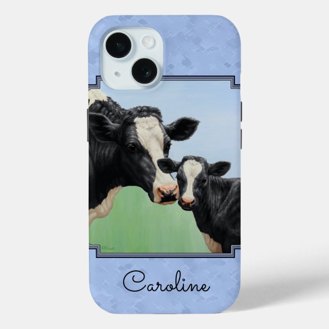 Niedlich Holstein Calf & Cow Sky Blue Case-Mate iPhone Hülle (Rückseite)