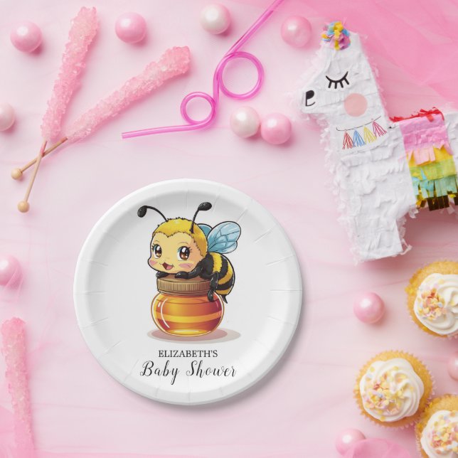 Niedlich Honey Bee Baby Dusche Pappteller (Party)