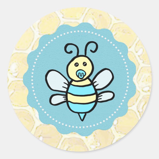 Niedlich Honey Bee Baby Dusche Runder Aufkleber (Vorderseite)