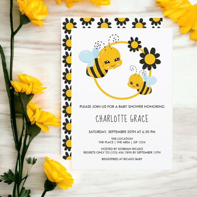 Niedlich Honey Bee Personalisiert Baby Dusche Einladung (Cute Honey Bee Personalized Baby Shower Invitation from Ricaso)