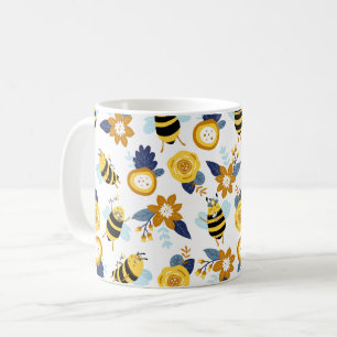 Niedlich Honey Bee Spring Summer Pattern Kaffeetasse