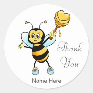Niedlich Honey Bee with Heart Danke Runder Aufkleber