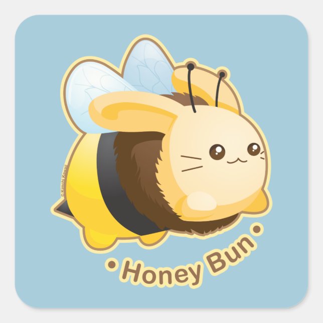 Niedlich Honey Bun Bunny Quadratischer Aufkleber (Vorderseite)