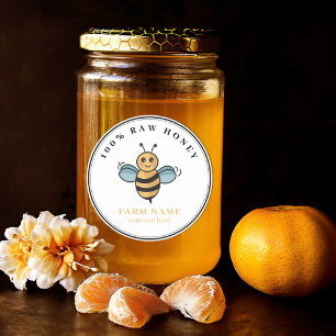 Niedlich Honey Jar Bee Apiary Runder Aufkleber