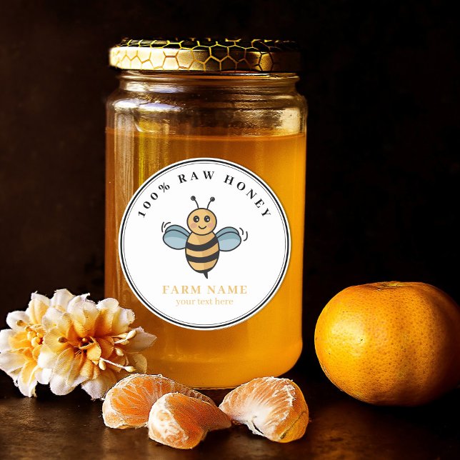 Niedlich Honey Jar Bee Apiary Runder Aufkleber (Cute Honey Jar Bee Apiary)